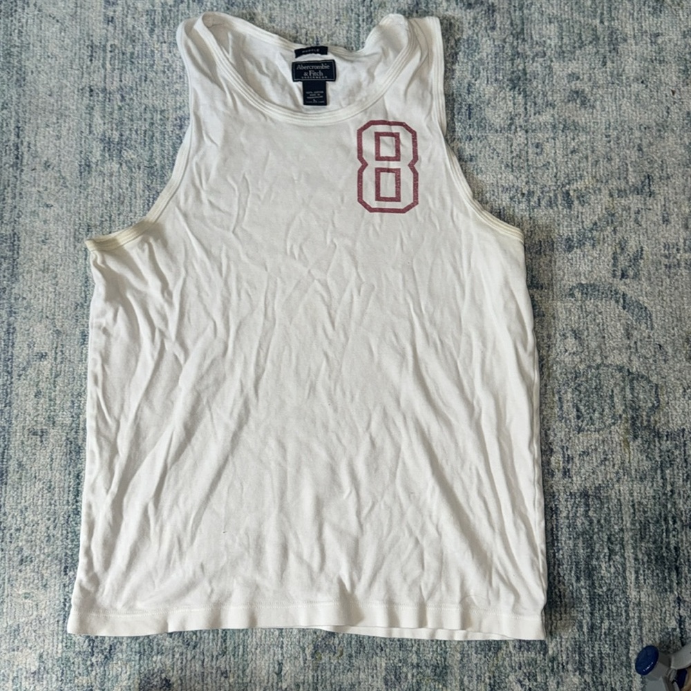 Abercrombie & Fitch white tank top with red accents Size L